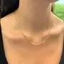 AUMIAU 14K Gold Plated Sterling Silver Layered Necklace 18 Inches Paperclip Herringbone Choker Necklace Evil Eye Coin Pendant for Women Girls