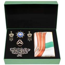 Hypetons Fashion Jewelry Gift for Women - 5 Piece Costume Jewelry Set Mothers Day Gift for Girlfriend Lover Mom Grandma Scarf for Her Hair Clips for Girl Scarf Buckle for Women Earrings Brooch Pin