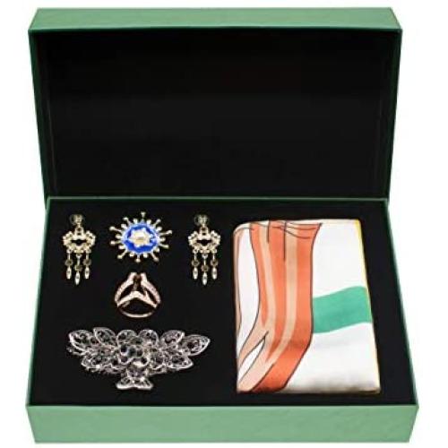 Hypetons Fashion Jewelry Gift for Women - 5 Piece Costume Jewelry Set Mothers Day Gift for Girlfriend Lover Mom Grandma Scarf for Her Hair Clips for Girl Scarf Buckle for Women Earrings Brooch Pin