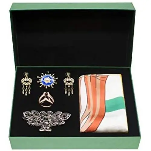 Hypetons Fashion Jewelry Gift for Women - 5 Piece Costume Jewelry Set Mothers Day Gift for Girlfriend Lover Mom Grandma Scarf for Her Hair Clips for Girl Scarf Buckle for Women Earrings Brooch Pin
