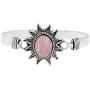 Genuine Oval Shape Rose Quartz Cuff Bangle 925 Silver Plated Handmade Vintage Boho Style Jewelry For Women