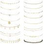 Hanpabum 15 Pcs Layered Choker Necklace for Women Sexy Heart Pear Star Pendant Sliver Gold Chain Choker Jewelry Set Adjustable