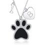 MUATOGIML 925 Sterling Silver Puppy Pet Cat Dog Paw Print Necklace Personalized 26 Letter Alphabet A to Z Initial Cute Animal Pendant Necklaces Jewelry Pet Memorial Gifts for Women