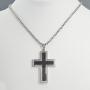 Mens Carbon Fiber Cross Pendant in Stainless Steel