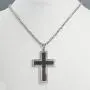 Mens Carbon Fiber Cross Pendant in Stainless Steel Mens Carbon Fiber Cross Pendant in Stainless Steel
