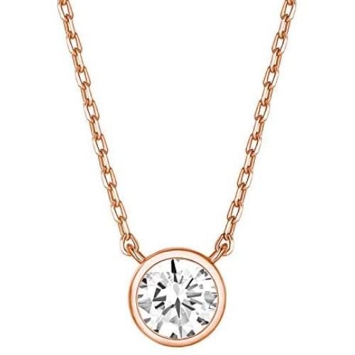 PAVOI 14K Gold Plated 1.00 ct (D Color, VVS Clarity) CZ Simulated Diamond Bezel-Set Solitaire Choker Necklace | Sterling Silver Necklace for Women