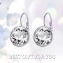 AOBOCO Sterling Silver Bella Earrings Embellished with Crystals from Austria, Hypoallergenic Pierced Leverback Cushion Cut Earrings, Fine Jewelry Gifts for Women