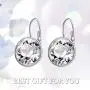 AOBOCO Sterling Silver Bella Earrings Embellished with Crystals from Austria, Hypoallergenic Pierced Leverback Cushion Cut Earrings, Fine Jewelry Gifts for Women