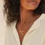 KissYan Large Initial Necklace Sideways, 18K Gold Plate Big Letters Pendant Necklace Script Name Monogram Pendant, Minimalist Necklace Jewelry Gift for Women (A-Z 26 Letters)
