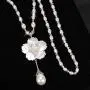 TULIP LY White Crystal Pendant Necklace Long Sweater Necklace Fashion Jewelry for Women Girls TULIP LY White Crystal Pendant Necklace Long Sweater Necklace Fashion Jewelry for Women Girls