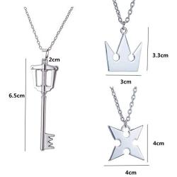 PPX 3 Pieces Set Kingdom Hearts Soras Crown & Roxass Cross Necklaces Anime Cosplay Figure Pendant for Fans