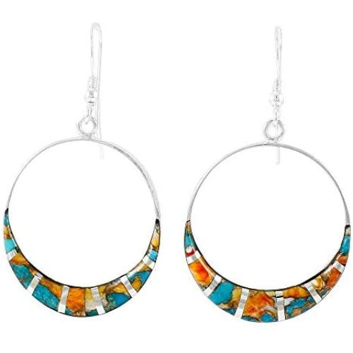 Turquoise Earrings in 925 Sterling Silver & Genuine Turquoise (Choose Color)