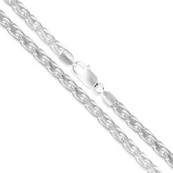 Sterling Silver Diamond-Cut Wheat Chain Solid 925 Italy New Foxtail Spiga Necklace