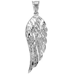 Religious Jewelry by FDJ Textured 925 Sterling Silver Angel Wing Charm Pendant Necklace
