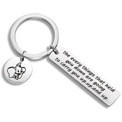 AKTAP Dumbo Inspired Keychain The Every Things That Held You Down are Going to Carry You Up Up and Up Flying Elephant Pendant Keychain Inspirational Graduation Gift