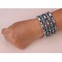YACQ Womens Skull Stretch Cuff Bracelets - Elastic Band Fit Wrist 7 to 8 Inch - Lead & Nickle Free - Women Biker Jewelry