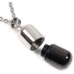 Stainless Steel Small Openable Pill Capsule Pendant Necklace Silver Gold Black Blue