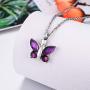 Dletay Cremation Jewelry for Ashes Crystal Butterfly Shape Stainless Steel Pendant Urn Necklace Keepsake for Women with Filling Kits