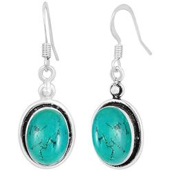 Natural Labradorite Lapis Moonstone Dangle Earrings 10x14mm Oval Shape Gemstone 925 Silver Overlay Handmade Bohemian Dangle Earrings For Women