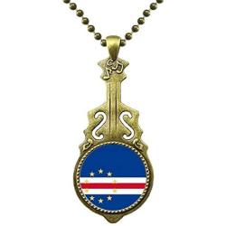 DIYthinker Cape Verde National Flag Africa Country Necklace Antique Guitar Jewelry Music Pendant