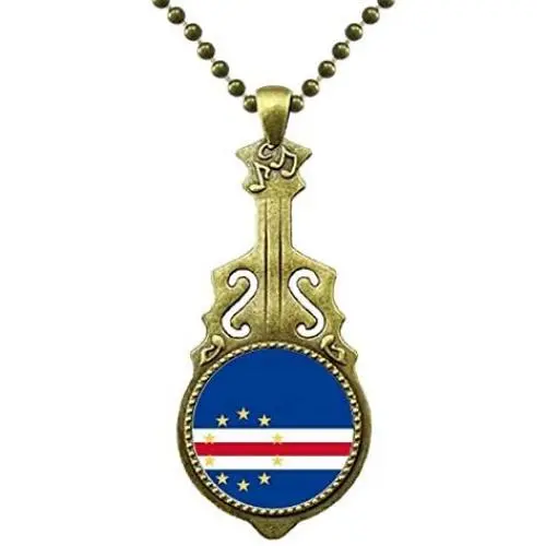 DIYthinker Cape Verde National Flag Africa Country Necklace Antique Guitar Jewelry Music Pendant DIYthinker Cape Verde National Flag Africa Country Necklace Antique Guitar Jewelry Music Pendant
