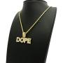 CBC Crown Stones Filled Hip Hop Words ASAP/DOPE Pendant in 24'' Cuban or Rope Chain Necklaces in Gold Tone