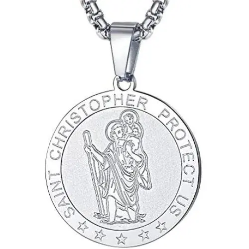 FaithHeart Saint Christopher/Jude/Joseph/Anthony/Thomas/Benedict/Patrick Necklace Stainless Steel Catholic Patron Saints Medal Jewelry Blessings Amulet Customize Available FaithHeart Saint Christopher/Jude/Joseph/Anthony/Thomas/Benedict/Patrick Necklace Stainless Steel Catholic Patron Saints Medal Jewelry Blessings Amulet Customize Available