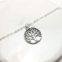 YienDoo Bohemian Silver Layered Tree of Life Rhinestone Necklace Chain Choker Dainty Disc Gemstone Pendant Charm Necklace Jewelry for Women and Girls