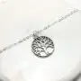 YienDoo Bohemian Silver Layered Tree of Life Rhinestone Necklace Chain Choker Dainty Disc Gemstone Pendant Charm Necklace Jewelry for Women and Girls