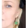 Pashal Marijuana Weed Pot Leaf Green Enamel Dangle Earrings