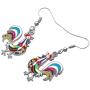 WEVENI Enamel Alloy Chicken Rooster Earrings Dangle Drop Farm Jewelry For Women Girls Ladies Gift
