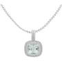 Dazzlingrock Collection 14K 7 MM Cushion Cut Ladies Halo Style Pendant (Silver Chain Included), White Gold