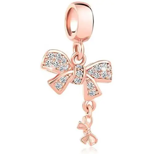 Sexymandala Womens Sparkling Bow Knot Charm Rose Gold Clear Cz Beads for Pandora Bracelets Sexymandala Womens Sparkling Bow Knot Charm Rose Gold Clear Cz Beads for Pandora Bracelets