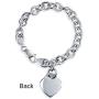 Bling Jewelry Personalized Engrave Solid Heart Shape Charm Tag Bracelet for Women Teen 7.5 8 Inch 925 Sterling Silver Heavy Rolo Chain