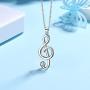 Heart Music Note Treble Clef and Bass Clef Necklace for Women Girls 925 Sterling Silver/Black/18K Gold Plated Music Lovers Necklace Music Symbol Jewelry for Mom