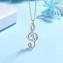 Heart Music Note Treble Clef and Bass Clef Necklace for Women Girls 925 Sterling Silver/Black/18K Gold Plated Music Lovers Necklace Music Symbol Jewelry for Mom