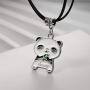 Winssi Cute Panda Necklace with Black Cord Panda Jewelry Gift for Teen Girls and Boys