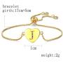 Gold CZ Heart Initial Bracelet A-Z Adjustable Colorful Crystals Stone Jewelry for Women