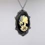 Gothic Lolita Skull Cameo in Pewter Frame Pendant Necklace