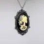Gothic Lolita Skull Cameo in Pewter Frame Pendant Necklace Gothic Lolita Skull Cameo in Pewter Frame Pendant Necklace