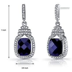 Peora Sterling Silver Earrings for Women, Charming Crown Dangle Cushion Cut in Natural, Created and Simulated Gemstones