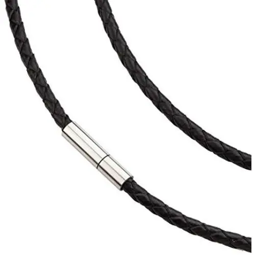 555Jewelry Stainless Steel Braided Leather Cord Wrap Magnetic Clasp Necklace… 555Jewelry Stainless Steel Braided Leather Cord Wrap Magnetic Clasp Necklace…