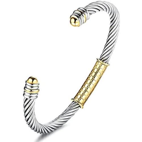 Subiceto Twisted Cable Bracelet Designer Inspired Jewelry Adjustable Antique Vintage Wire Cuff Bangle Mother Day Present