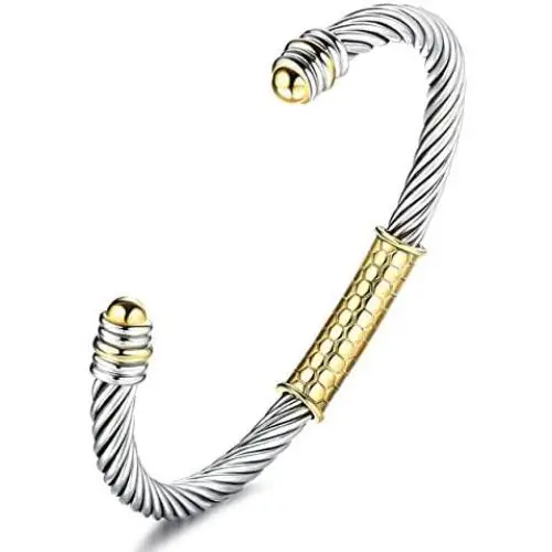 Subiceto Twisted Cable Bracelet Designer Inspired Jewelry Adjustable Antique Vintage Wire Cuff Bangle Mother Day Present Subiceto Twisted Cable Bracelet Designer Inspired Jewelry Adjustable Antique Vintage Wire Cuff Bangle Mother Day Present