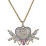 MOCA Jewelry Hip Hop Iced Out Love Heart Pendant Couple 18K Gold Plated Necklace, Gift Idea for Lover Men Women