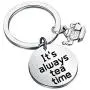 BAUNA Tea Keychain Tea Lovers Gift Its Always Tea time Alice in Wonderland Mad Hatter Quote Inspired Gift with Teapot Charm BAUNA Tea Keychain Tea Lovers Gift Its Always Tea time Alice in Wonderland Mad Hatter Quote Inspired Gift with Teapot Charm