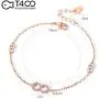 T400 925 Sterling Silver Rose Gold Infinity Pendant Necklace Link Bracelet with AAA Cubic Zirconia Gift for Women Girls