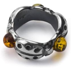 Sterling Silver Multicolor Amber Bead