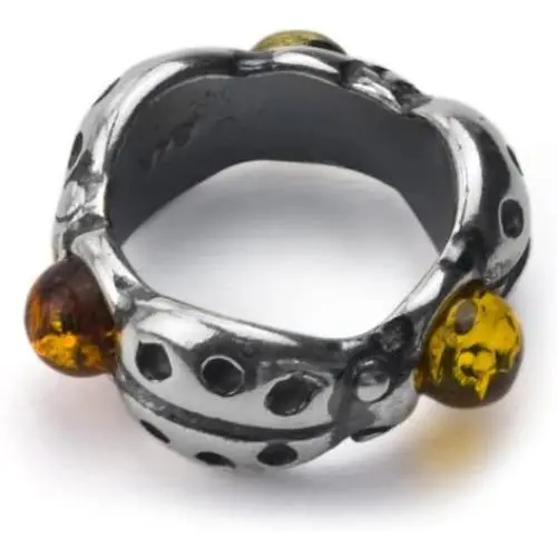 Sterling Silver Multicolor Amber Bead Sterling Silver Multicolor Amber Bead