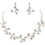Faship Gorgeous Rhinestone Crystal Floral Necklace Earrings Set